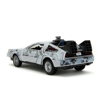 Carro Back to the Future Hollywood Rides Diecast Model 1/32 DeLorean Time Machine Frost