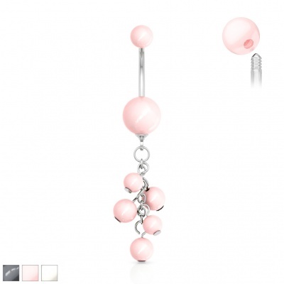 Piercing de aço 316L para umbigo com pérolas NSQ-1504