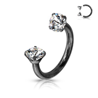 Argola aberta: ferradura em  aço cirúrgico com cristal - HS04 - rosca interna