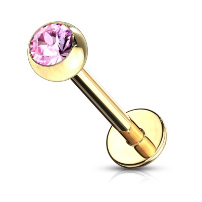 Labret em aço cirúrgico com cristal na bola - GDPL03