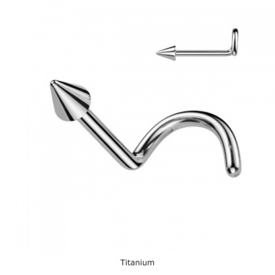 Jóia de nariz em Titânio G23 em espiral com meia bola ou coneT23NOS01 Jóia de nariz em Titânio G23 em espiral com meia bola ou coneT23NOS01