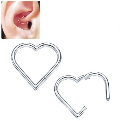 Coração de segmento em Titanio com fecho click TC0100 Coração de segmento em Titanio com fecho click TC0100