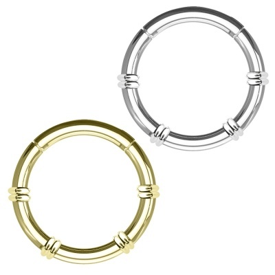 Argola de segmento em aço cirurgico com nervuras PY-074