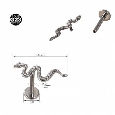 Joia- labret de Titanio para cartilagem com cobrinha TB-0584