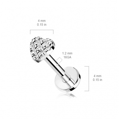 Barra labret em aço cirurgico 316L com coração LIA10