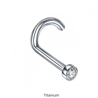 Jóia de Titanio G23 para nariz em espiral e botão com Zircónia T23NO5 Jóia de Titanio G23 para nariz em espiral e botão com Zircónia T23NO5