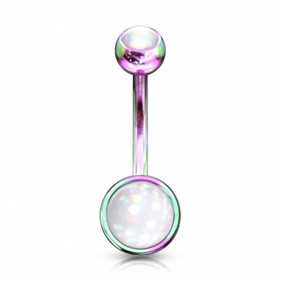 Barra curva - Banana de umbigo aço cirúrgico com disco colorido - NS90