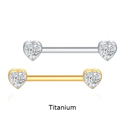Joia de Titânio para mamilo com coração de zircónia TR028