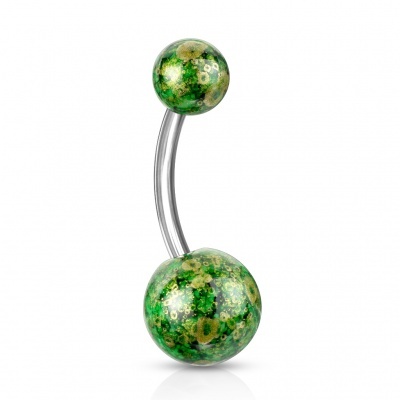 Barra curva - Banana de umbigo em aço cirúrgico com bolas acrílico - NAQ-2015