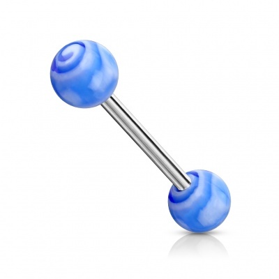 Body piercing - Barra de Língua em aço cirúrgico com bolas tornado - BAQ-0087
