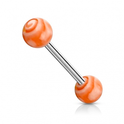 Body piercing - Barra de Língua em aço cirúrgico com bolas tornado - BAQ-0087