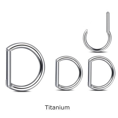 Argola com segmento de Titanio em forma de D - TF621 Argola com segmento de Titanio em forma de D - TF621
