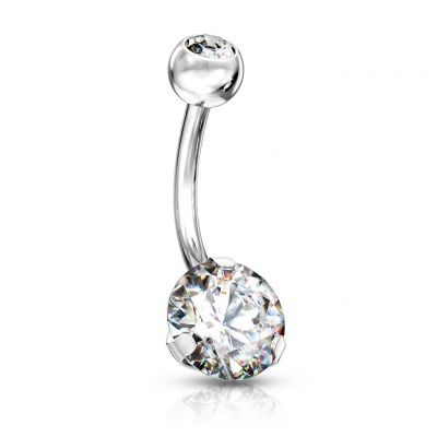 Body piercings - Banana de umbigo aço cirúrgico com 2 cristais - NS05