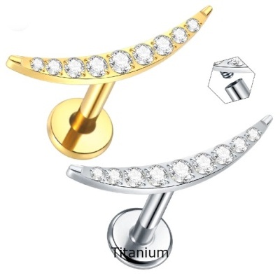 Labret de Titanio com formação de 9 micro zirconias em curva TC084