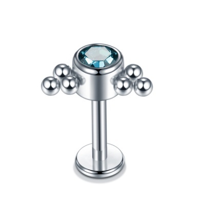 Joia labret de Aço com zircónia e micro bolas S1205