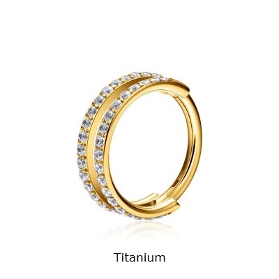 Argola dupla de Titânio com 2 filas de zircónias TF626