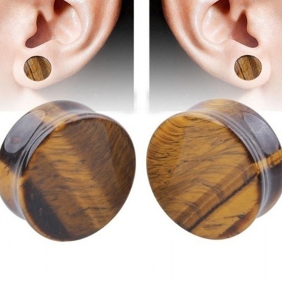 Plug - alargador orgânico de pedra natural Olho de Tigre PST17