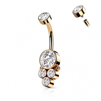 Barra de aço para umbigo com cristais NSI07