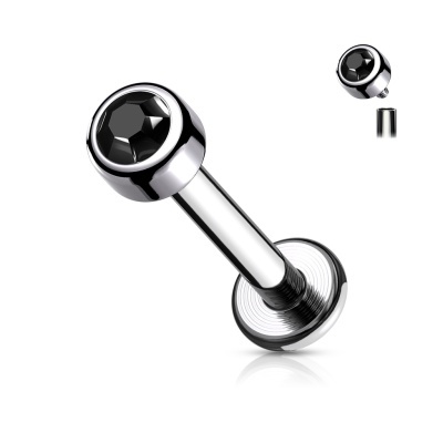 Joia labret de Titânio com engaste de zircónia redonda TIL18