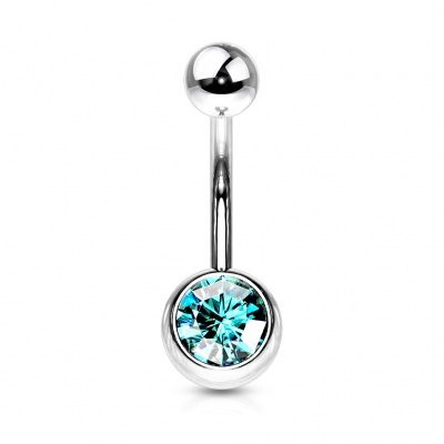 Joia de piercing para umbigo aço cirúrgico com cristal -  NS03