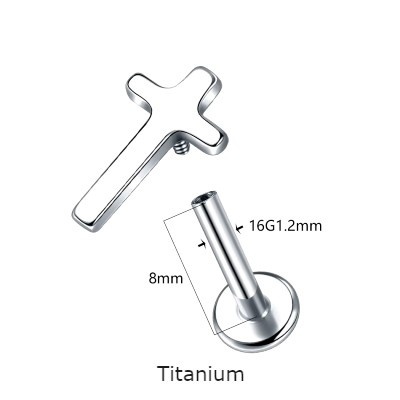 Joia labret com cruz em Titânio TC109 Joia labret com cruz em Titânio TC109