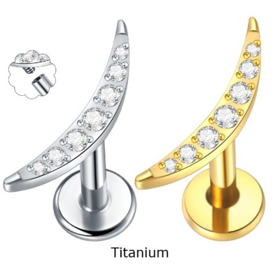 Labret de Titanio com formação de 7 micro zirconias em curva TC085