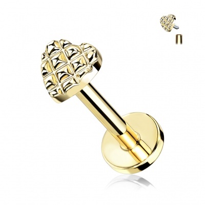 Barra labret em aço cirurgico 316L com coração LIA10