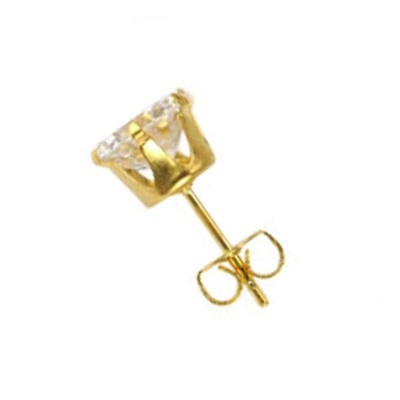 PAR de brincos em aço cirurgico 316L dourado com engaste de zircónia redonda SERDG