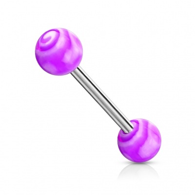 Body piercing - Barra de Língua em aço cirúrgico com bolas tornado - BAQ-0087