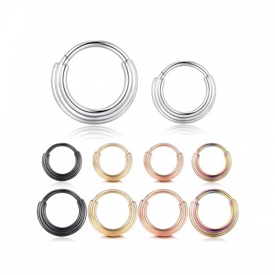 Argola tripla de segmento em aço cirúrgico 316L com fecho click R2433