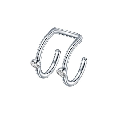 Earcuff em Aço com 2 voltas e 2 zirconias ER0248