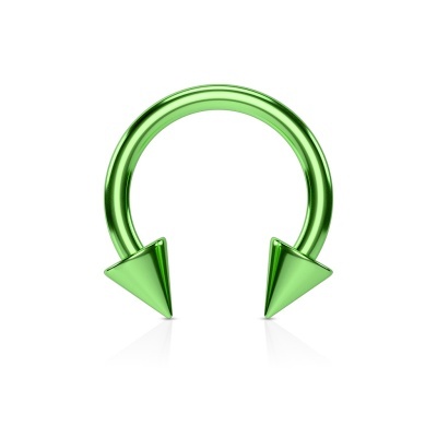 Argola para piercing  - ferradura em  aço cirúrgico com cones - HT02