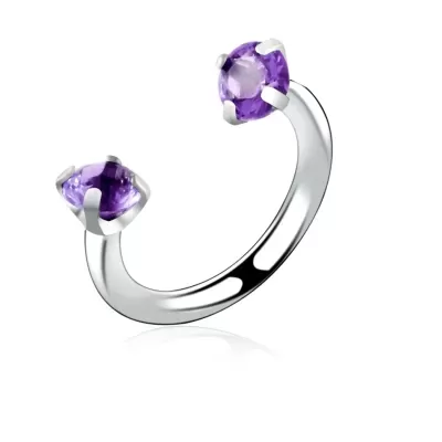 Argola aberta: ferradura em  aço cirúrgico com cristal - HS04/2 - rosca interna