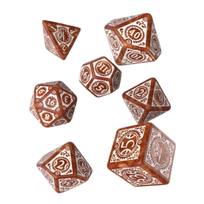Q Workshop - Steampunk Clockwork Caramel & White - Dice Set Q Workshop - Steampunk Clockwork Caramel & White - Dice Set