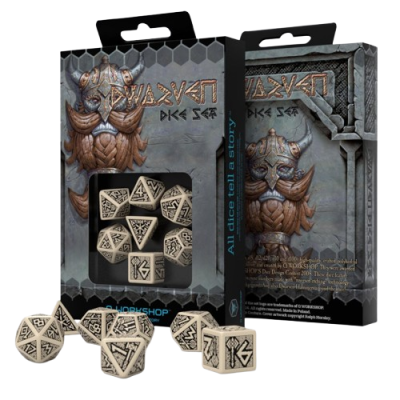 Q Workshop - Dwarven Beige & Black - Dice Set