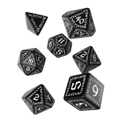 Q Workshop - Runic Black & White - Dice Set Q Workshop - Runic Black & White - Dice Set