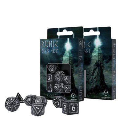 Q Workshop - Runic Black & White - Dice Set