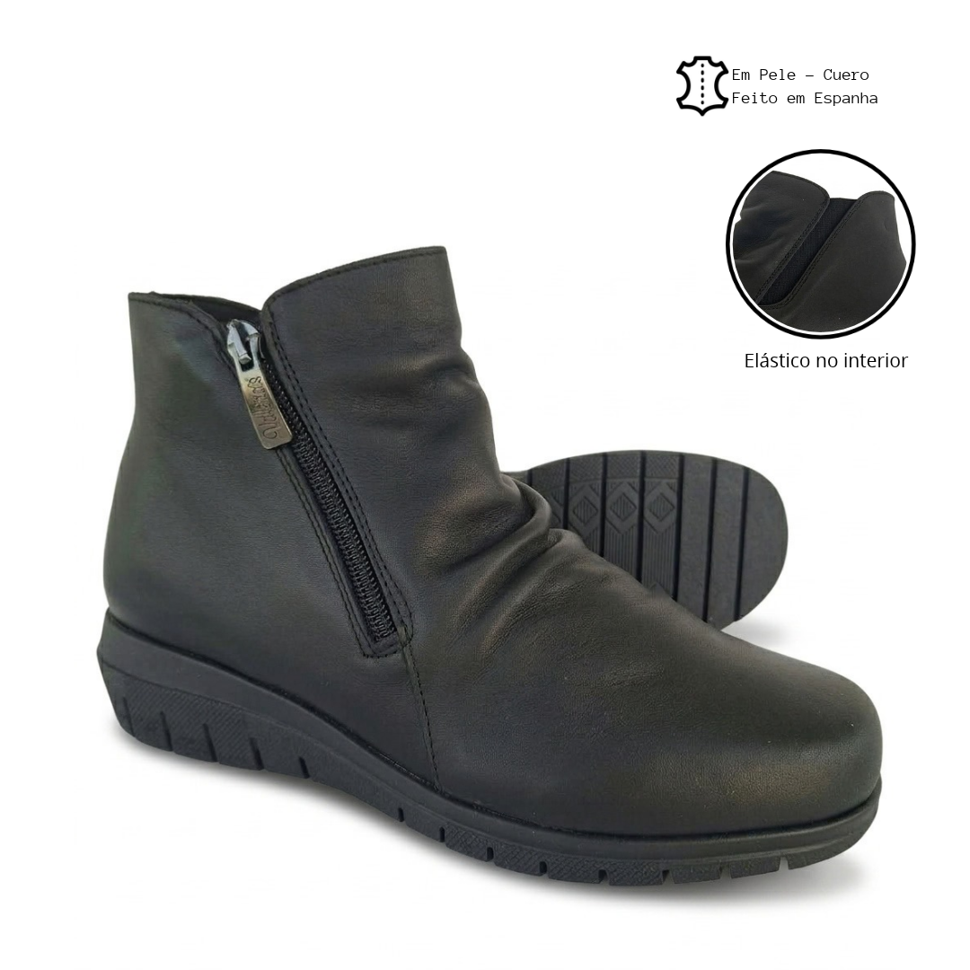 Bota Confortável em Pele Preta Valéria's Bota Confortável em Pele Preta Valéria's