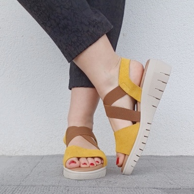 Sandália Confortável Anatómica Valéria's Ocre