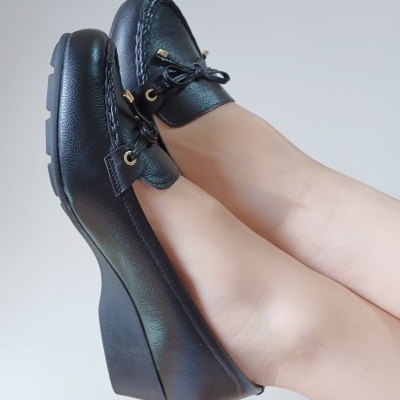 Sapato Preto Confortável Cunha Modare Sapato Preto Confortável Cunha Modare