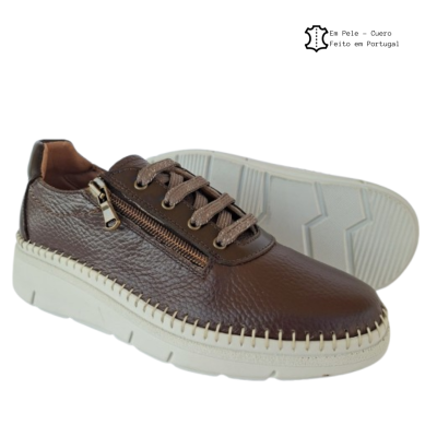 Sapatilhas Confortáveis em Pele Castanhas Love Comfort