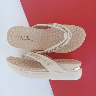 Chinelo Dedo Cunha Modare Creme