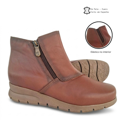 Bota Confortável em Pele Camel Valeria's