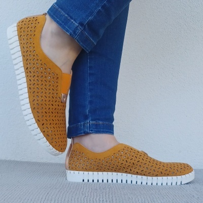 Sapatilha Confortável Pele Love Comfort Laranja (pés magros) Sapatilha Confortável Pele Love Comfort Laranja (pés magros)