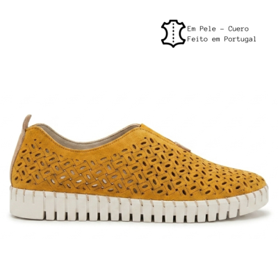 Sapatilha Confortável Pele Love Comfort Laranja (pés magros)