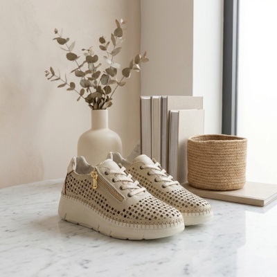 Sapatilhas Anatómicas em Pele Beje Love Comfort