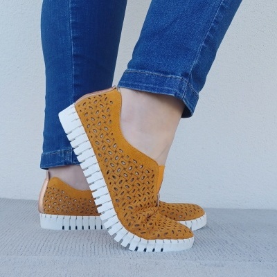 Sapatilha Confortável Pele Love Comfort Laranja (pés magros) Sapatilha Confortável Pele Love Comfort Laranja (pés magros)