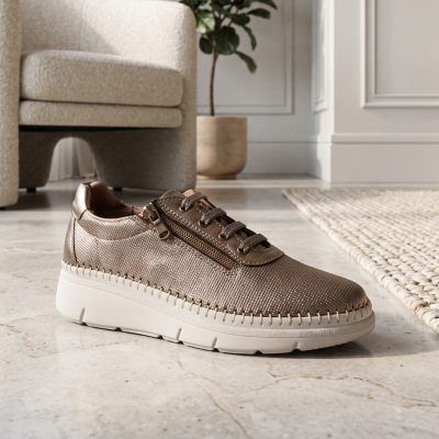 Sapatilhas Confortáveis em Pele Bronze Love Comfort