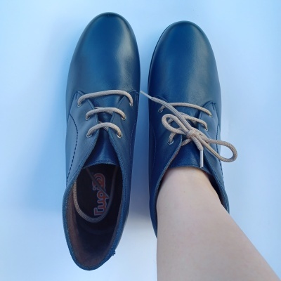 Bota Confortável em Pele Atacadores Azul Tupie