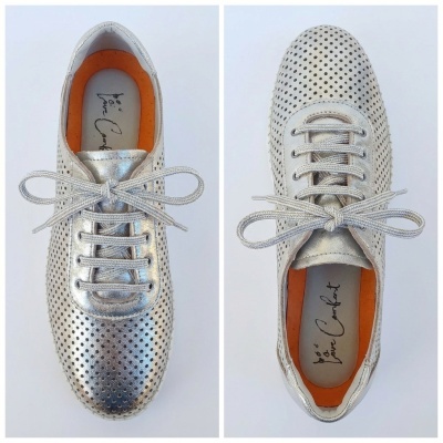 Sapatilhas Anatómicas em Pele Prata Love Comfort